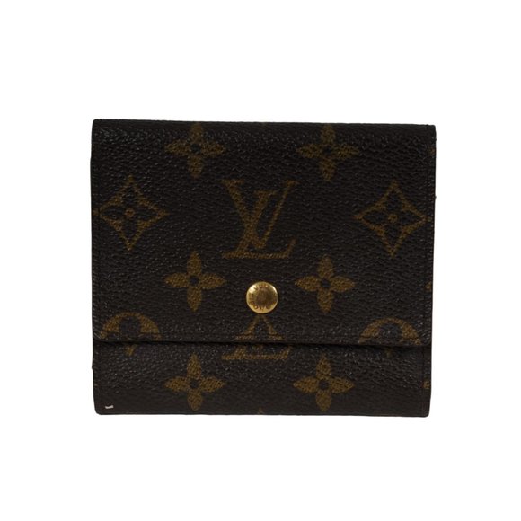 Louis Vuitton LV Monogram Elise Card Holder Bifold Wallet Brown Tan Lv Logo